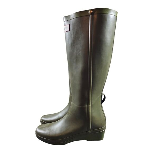 Hunter rain boots Andora W23954 olive Green women's SZ 6 fall ready - Picture 4 of 8